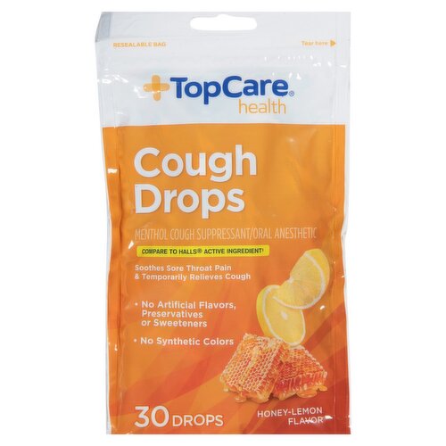 TopCare Health Honey-Lemon Flavor Cough Drops, 30 count