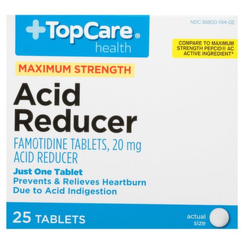 TopCare Health Maximum Strength Acid Reducer Famotidine Tablets, 20 mg, 25 count