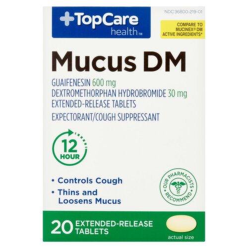 TopCare Health Mucus DM Extended-Release Tablets, 600 mg, 20 count