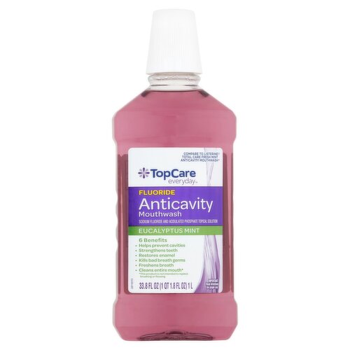 TopCare Everyday Eucalyptus Mint Fluoride Anticavity Mouthwash, 33.8 fl oz