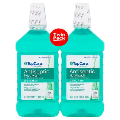 TopCare Everyday Spring Mint Antiseptic Mouthwash Twin Pack, 50.7 fl oz