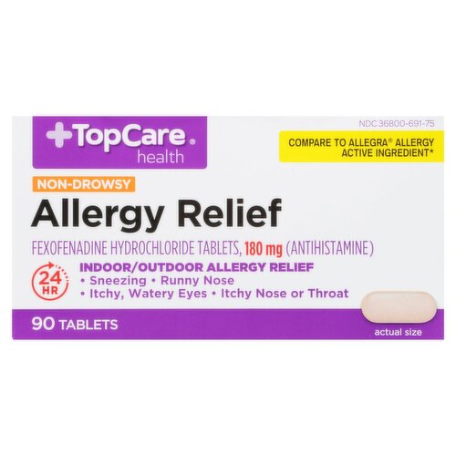 TopCare Health Non-Drowsy Allergy Relief Tablets, 180 mg, 90 count