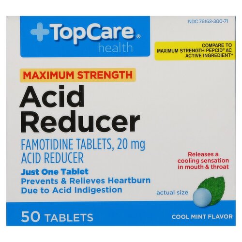 TopCare Health Maximum Strength Cool Mint Flavor Acid Reducer Famotidine Tablets, 20 mg, 50 count