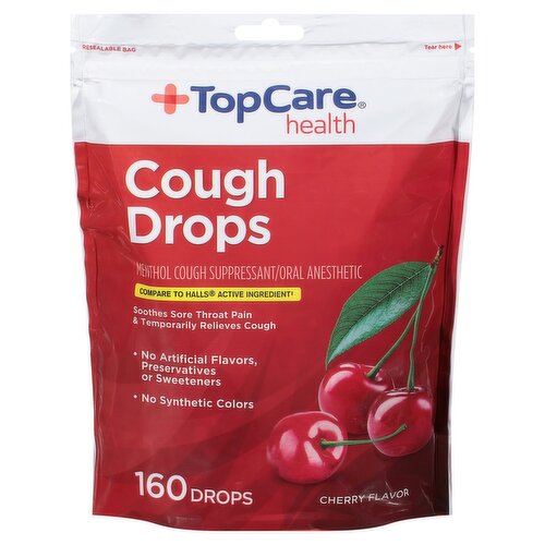 TopCare Health Cherry Flavor Cough Drops, 160 count
