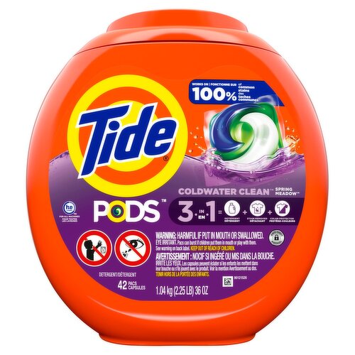 Tide Pods Spring Meadow 3-in-1 Detergent, 42 count, 36 oz