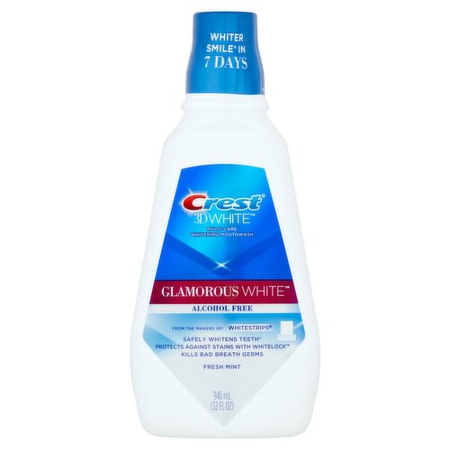 Crest 3D White Glamorous White Fresh Mint Mouthwash, 32 fl oz