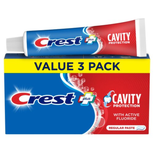 Crest Plus Cavity Protection Toothpaste, Regular Paste, 5.7 oz Triple 