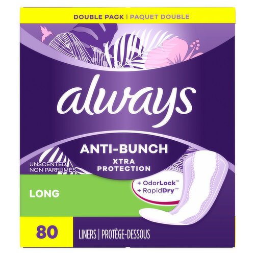 Always Anti-Bunch Xtra Protection Unscented Long Liners, 40 count