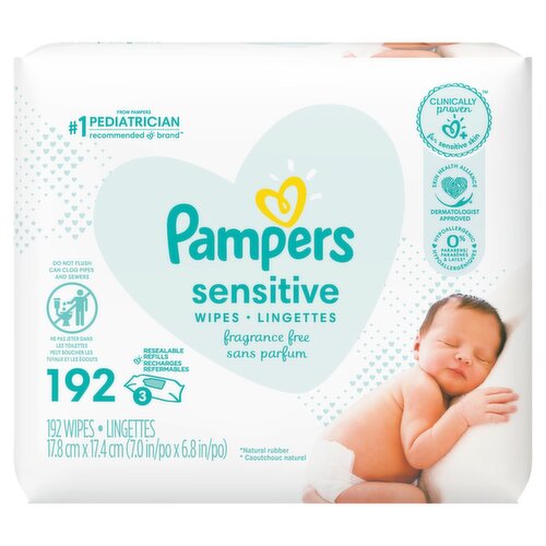 Pampers Sensitive Wipes Refills, 192 count