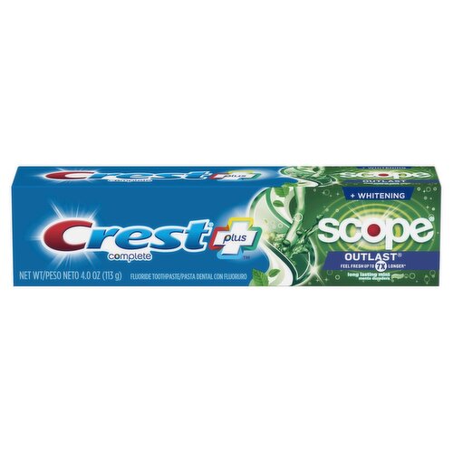 Crest Complete Scope Outlast + Whitening Fluoride Toothpaste, 4.0 oz