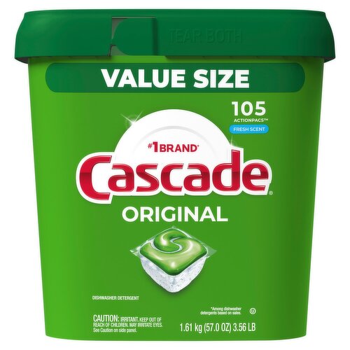 Cascade Original Fresh Scent Dishwasher Detergent Value Size, 105 count, 57.0 oz