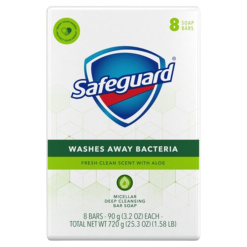 Safeguard Fresh Clean Scent with Aloe Bar Soap, 3.2 oz, 8 count