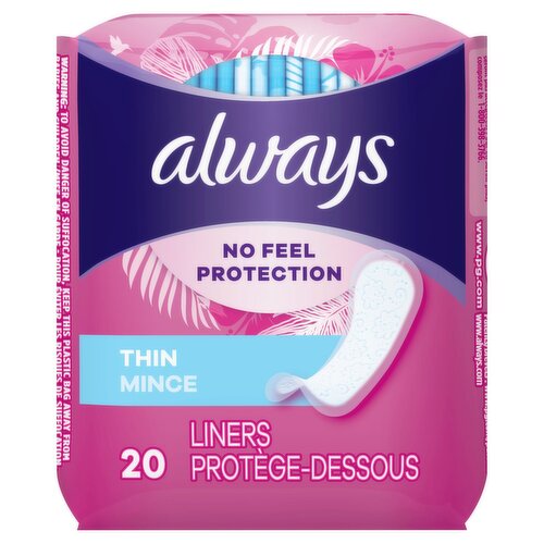 always Thin Mince No Feel Protection Liners, 20 count