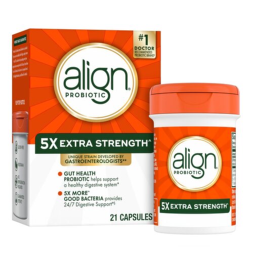 Align Probiotic Extra Strength, 5X More Good Bacteria^, 21 Capsules
