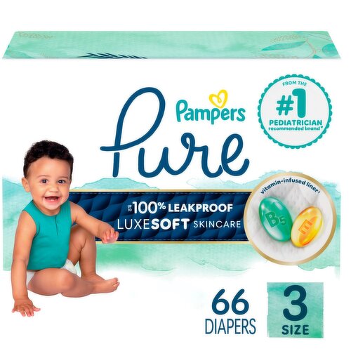 Pampers Pure Diapers, Size 3, 16-28 lb, 66 count