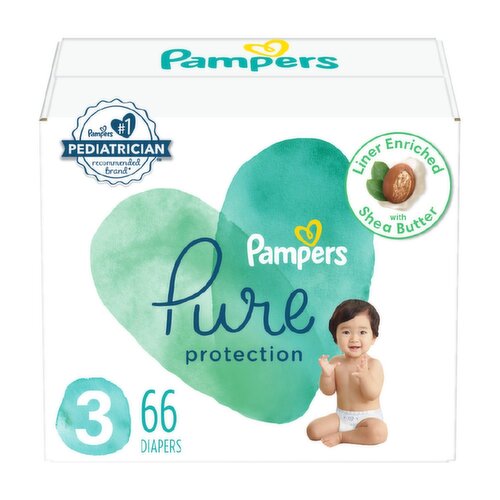 Pampers Pure Protection Diapers Super Pack, Size 3, 16-28 lb, 66 count