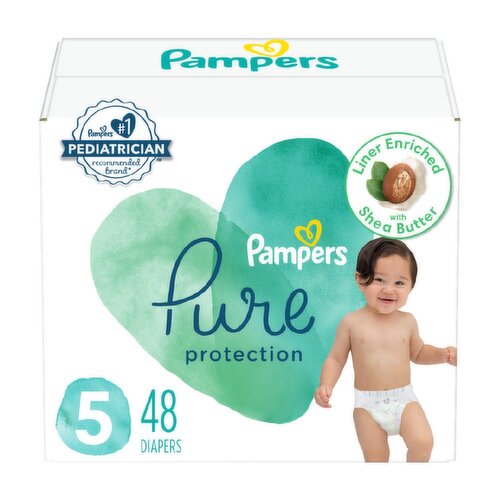 Pampers Pure Protection Diapers Super Pack, Size 5, 27+ lb, 48 count