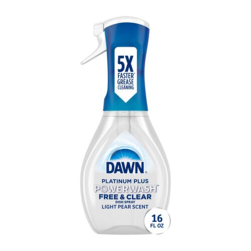 Dawn Powerwash Free & Clear Spray, Dish Soap, Dishwashing Liquid, Light Pear, 1 Starter Kit, 16 Fl 