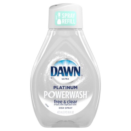 Dawn Free & Clear Powerwash Dish Spray, Dish Soap, Pear Scent Refill, 16oz