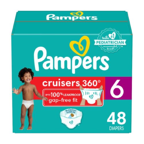 Pampers Cruisers 360° Gap-Free Fit Diapers, Size 6, 35+ lb, 48 count