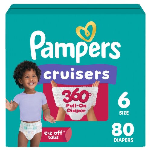 Pampers Cruisers 360° Pull-On Diapers, Size 6, 35+ lb, 80 count