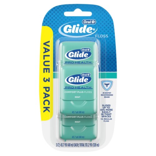 Oral-B Glide Pro-Health Comfort Plus Dental Floss, Extra Soft, Value 3 Pack (40m Each)