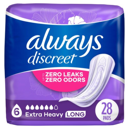 Always Discreet Extra Heavy Long Pads, 28 count