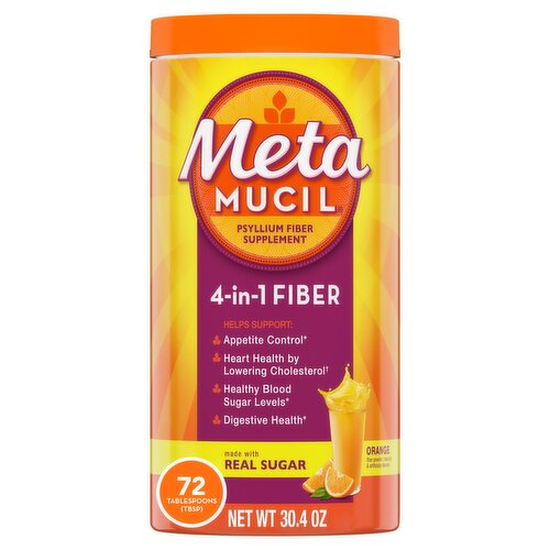 Meta MUCIL 4-in-1 Orange Psyllium Supplement Fiber Powder, 30.4 oz