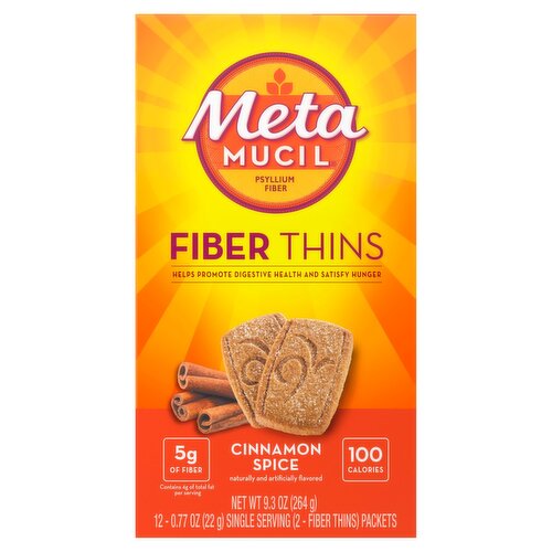 Meta MUCIL Cinnamon Spice Fiber Thins, 0.77 oz, 12 count