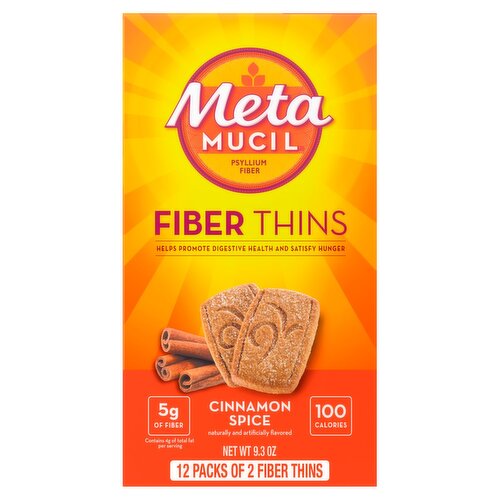 Meta MUCIL Cinnamon Spice Fiber Thins, 0.77 oz, 12 count