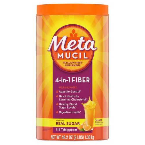 Meta MUCIL 4-in-1 Orange Psyllium Fiber Supplement Powder, 48.2 oz