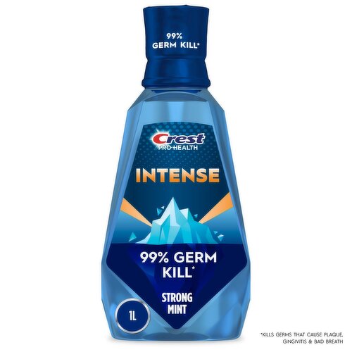 Crest Mouthwash Pro-Health Intense, 99% Germ Kill, Antigingivitis & Antiplaque, Clean Mint, 1 L 