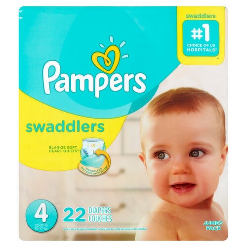 Pampers Swaddlers Diapers Jumbo Pack, Size 4, 22-37 lb, 22 count