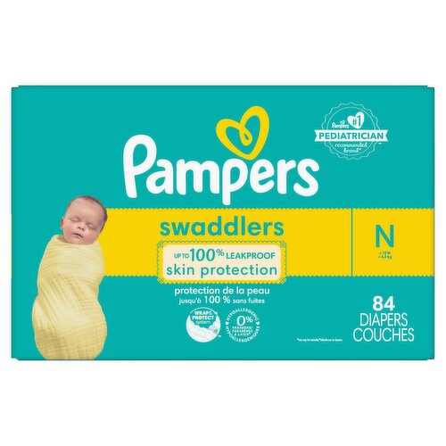 Pampers Swaddlers Diapers, N, <10 lb, 84 count