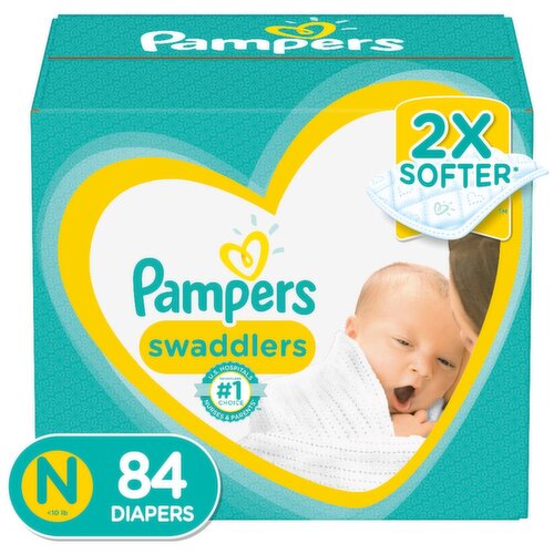 Pampers Swaddlers Diapers, N, <10 lb, 84 count