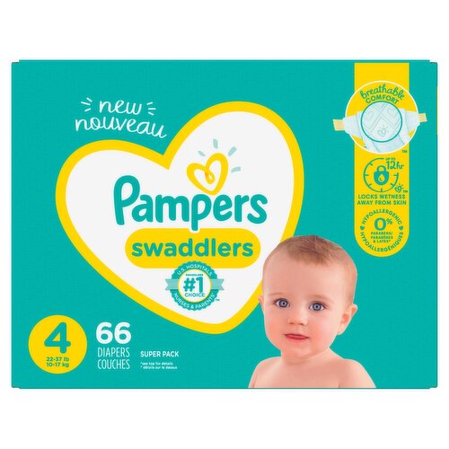 Pampers Swaddlers Active Baby Diapers, Size 4, 22-37 lb, 66 count