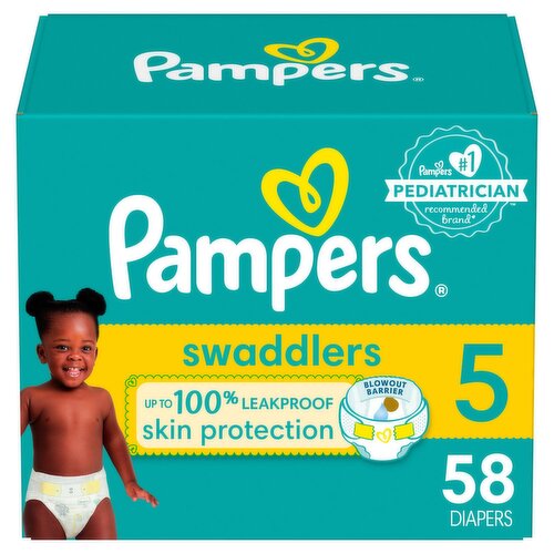Pampers Swaddlers Active Baby Diapers Super Pack, Size 5, 27+ lb, 58 count