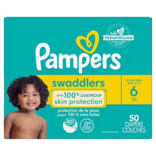 Pampers Swaddlers Diapers, Size 6, 23-44 lbs, 50 count
