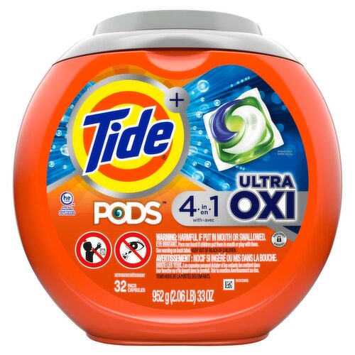 Tide Plus Pods 4 in 1 with Ultra Oxi Detergent, 32 count, 33 oz