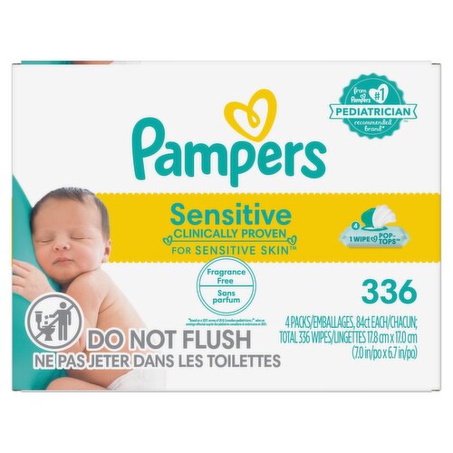 Pampers Fragrance free Sensitive Wipes, 336 count, 4 pack