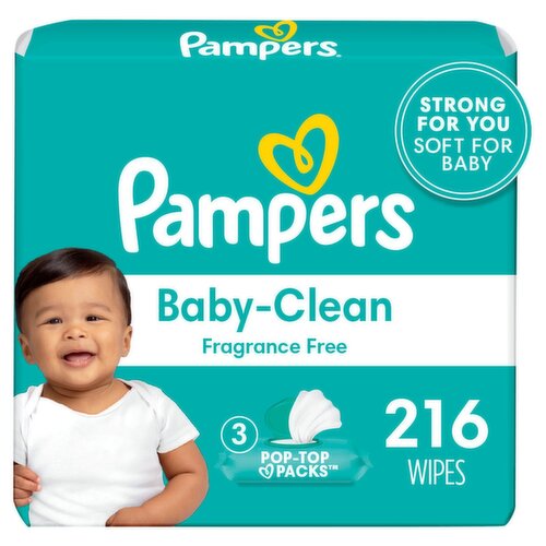 Pampers Fragrance Free Wipes, 216 count