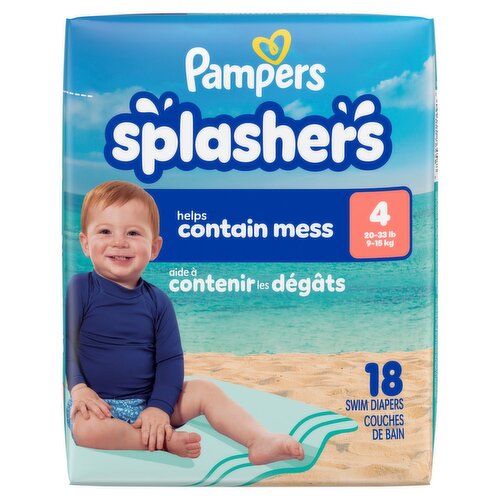 Pampers Splashers Swim Diapers, Size 4, 20-33 lb, 18 count