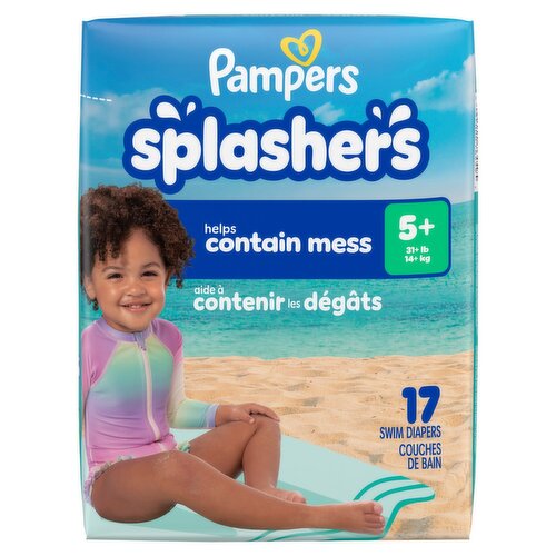 Pampers Splashers Swim Diapers, Size 5+, 31+ lb, 17 count