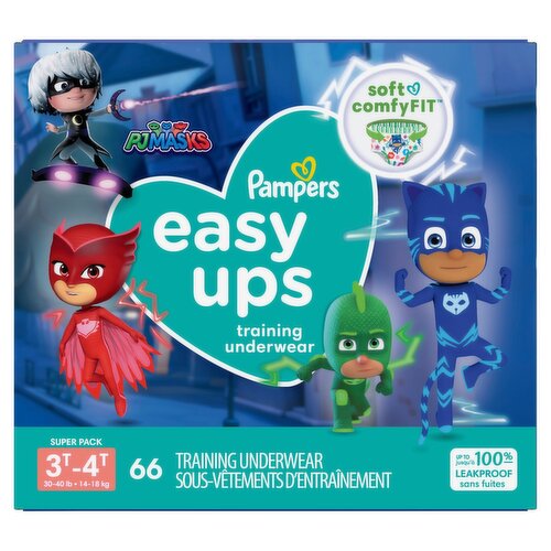 Pampers Easy Ups PJ Masks Training Underwear Super Pack, 3T-4T, 30-40 lb, 66 count