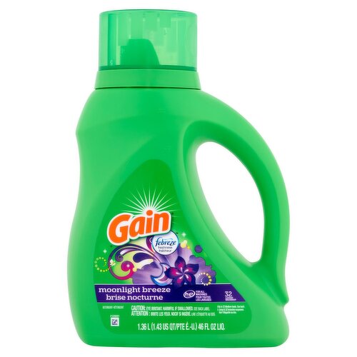 Gain Febreze Freshness Moonlight Breeze Detergent, 32 loads, 46 fl oz