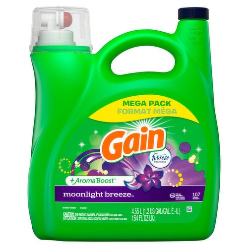 Gain +Aroma Boost Moonlight Breeze Detergent, 107 loads, 154 fl oz