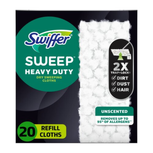 Sweeper Heavy Duty Dry Multi-Surface Cloth Refills for Floor Sweeping and Cleaning, Unscented, 20 c