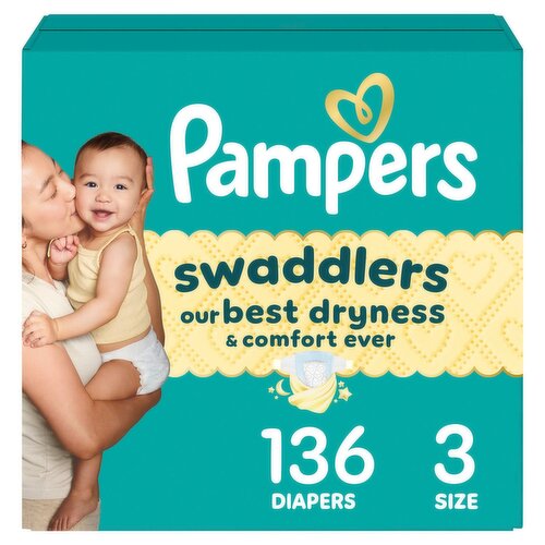 Pampers Swaddlers Diapers, Size 3, 13-26 lbs, 136 count