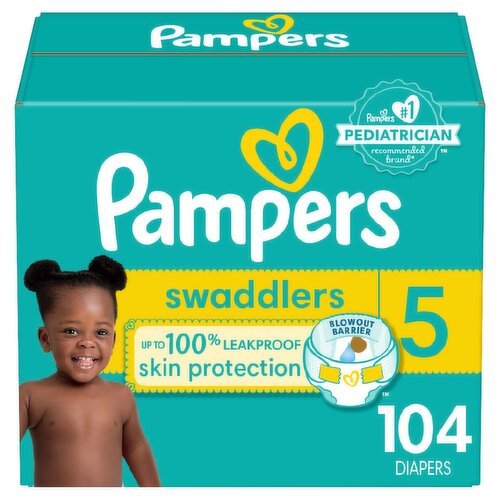 Pampers Swaddlers Active Baby Diapers, Size 5, 27+ lb, 104 count