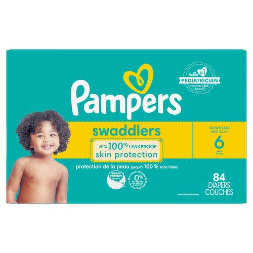 Pampers Swaddlers Active Baby Diapers, Size 6, 35+ lb, 84 count